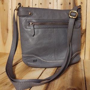 BORN Crossbody Bag Gray Leather Saddle Crossbody Purse Adjustable Strap Handbag